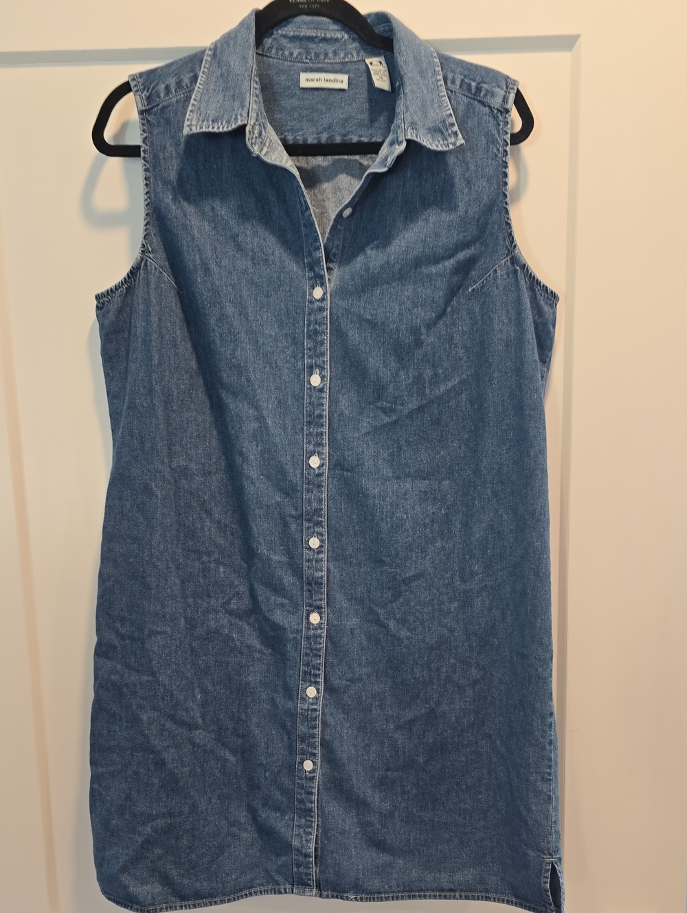 Marsh Landing Blue Sleeveless Denim Button-Front Dress
